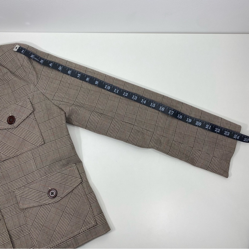 Mossimo Classic Chocolate Brown and Cream Glen Check Plaid Blazer Suit Jacket M - Picture 13 of 16